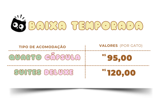 Gato Hotel - Valores de Hospedagem - baixa temporada